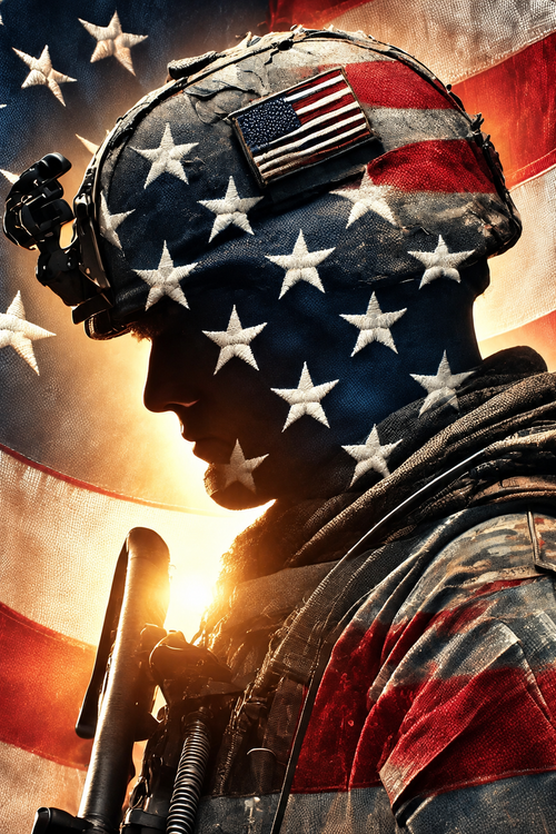 American Flag Soldier DTF Transfer