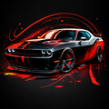 Artwork preview for Black and Red Muscle Car Graphic Hoodie; printed hoodie sold separately from transfer image