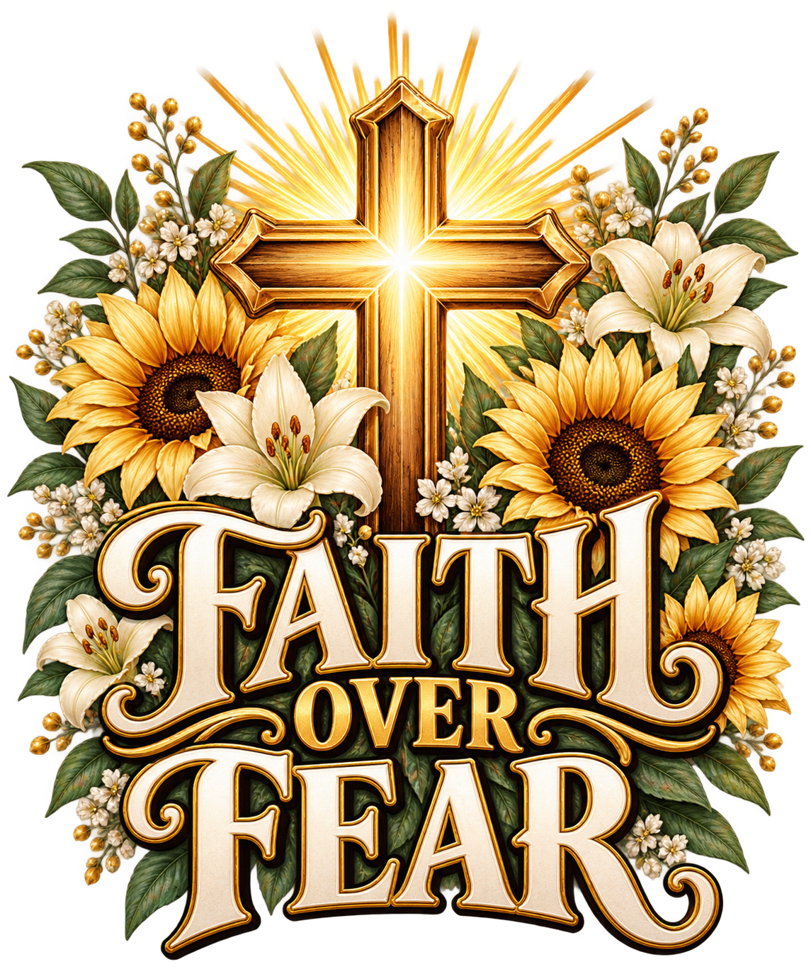 Faith Over Fear Floral DTF Transfer artwork