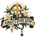 Grace in Every Step Catholic DTF Transfer artwork