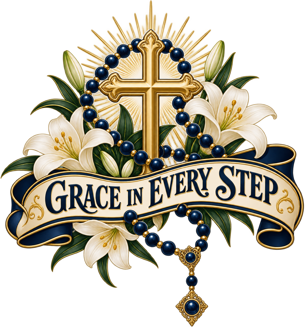 Grace in Every Step Catholic DTF Transfer artwork