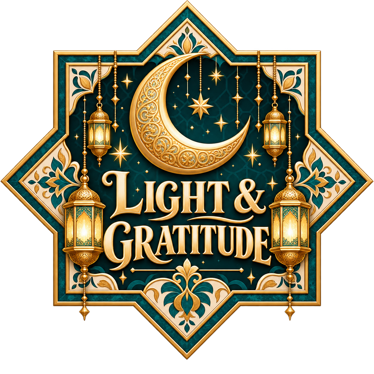 Light & Gratitude Islamic Inspired DTF Transfer artwork