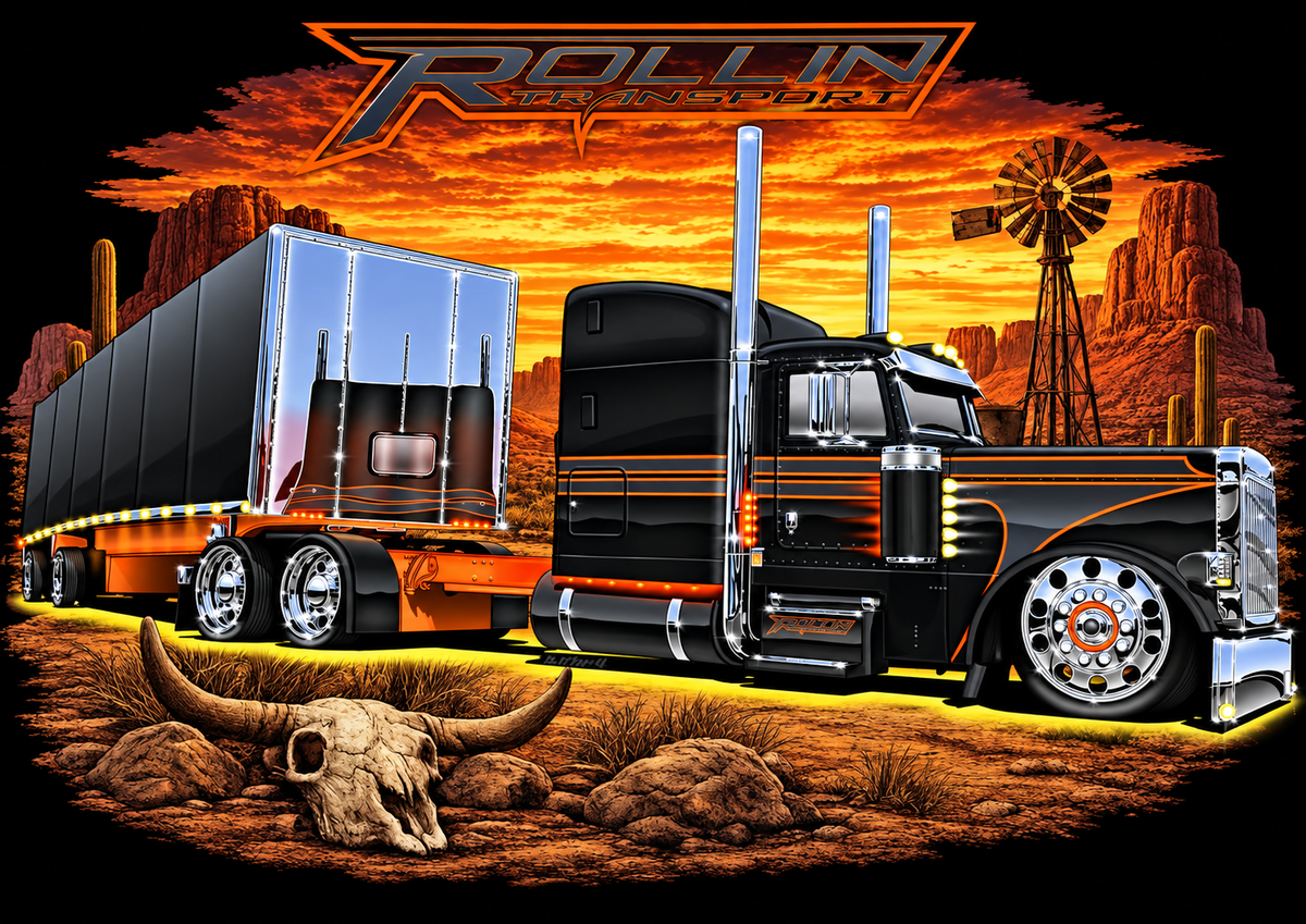 Rollin Transport Semi Truck DTF Transfer