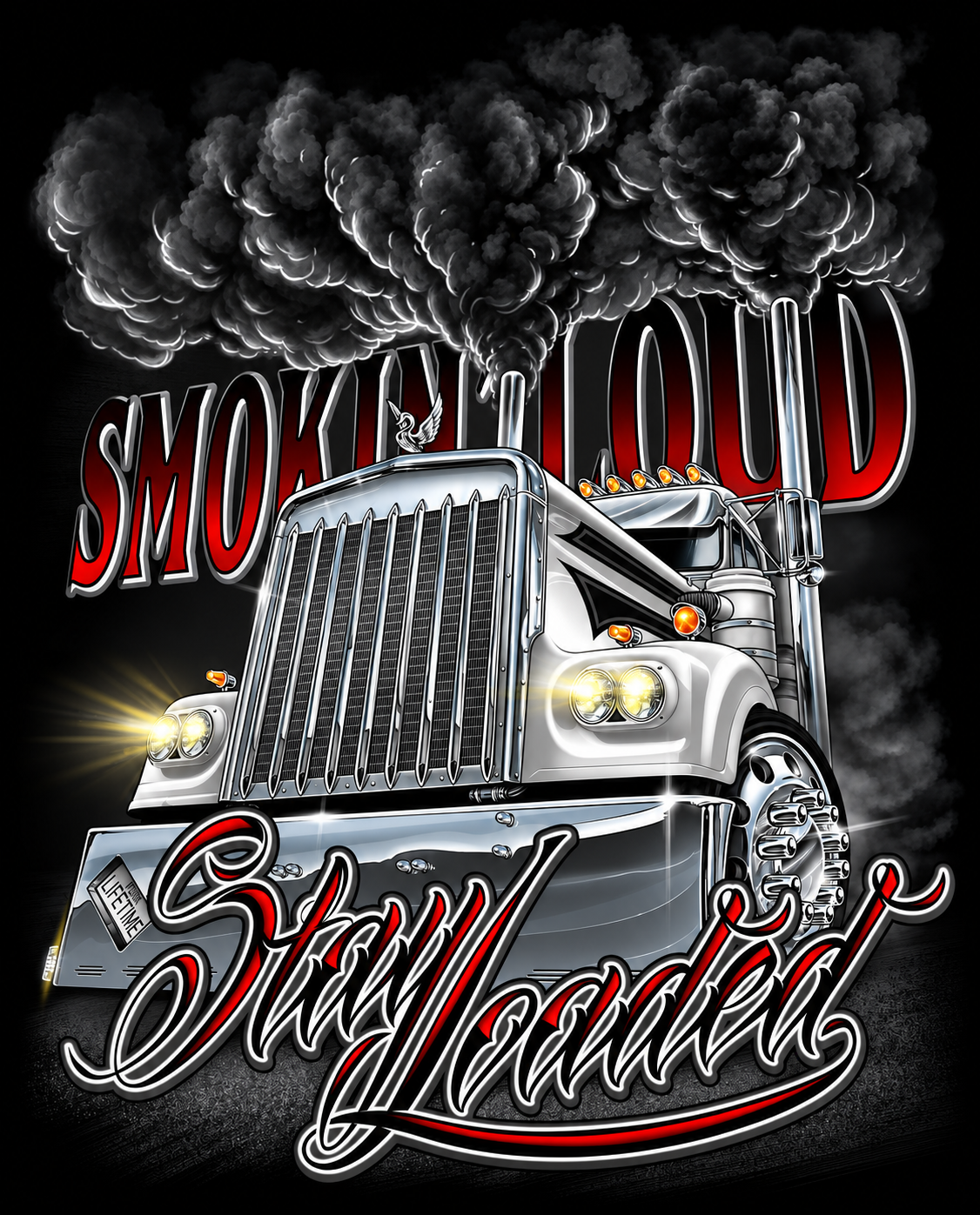 Stay Loaded Smoky Semi Truck DTF Transfer